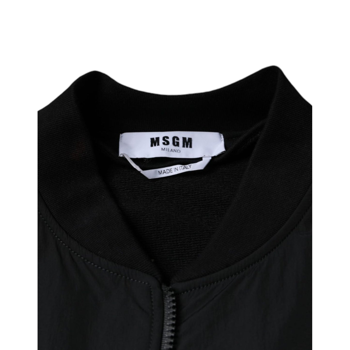 MSGM Black Cotton Full Zip Bomber Long Sleeves Jacket MSGM