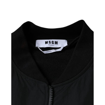 MSGM Black Cotton Full Zip Bomber Long Sleeves Jacket MSGM
