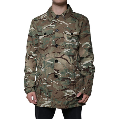 Dolce & Gabbana Multicolor Camouflage Collared Coat Jacket 1728,67345645728,Clothing,Dolce & Gabbana,Full-Length Jackets - Jackets & Coats - Clothing,IT52 | XL,Jackets & Coats - Clothing,Jackets - Men - Clothing,Material: Cotton,Men,Multicolor,Preowned /