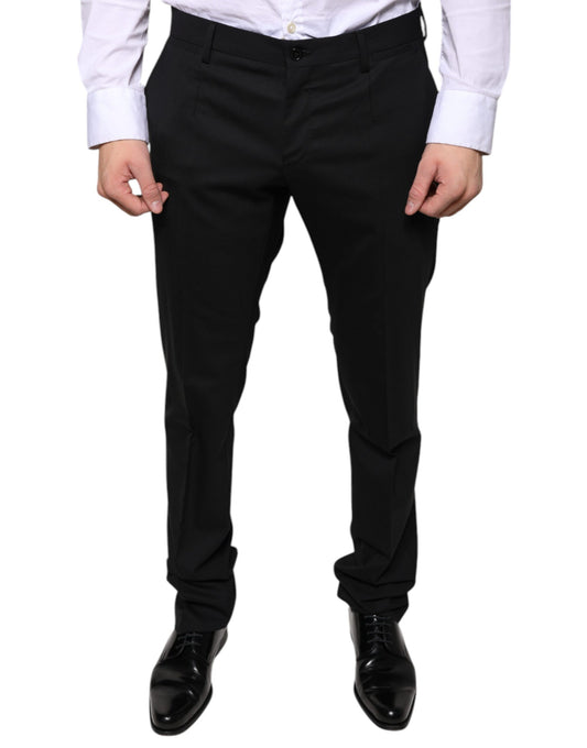 Dolce & Gabbana Black Wool Skinny Dress Formal Pants Dolce & Gabbana