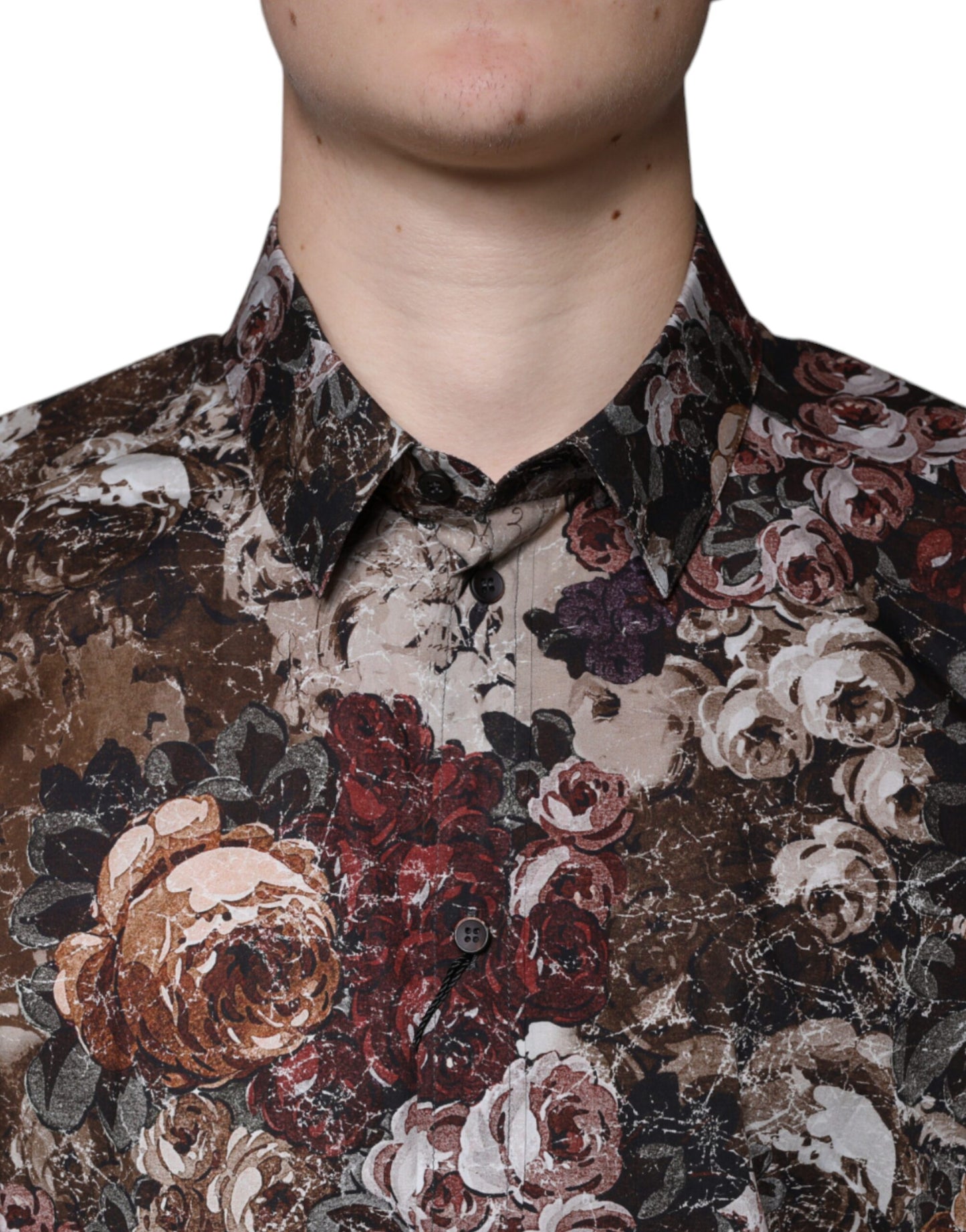 Dolce & Gabbana Multicolor Floral Cotton Men Dress GOLD Shirt Dolce & Gabbana