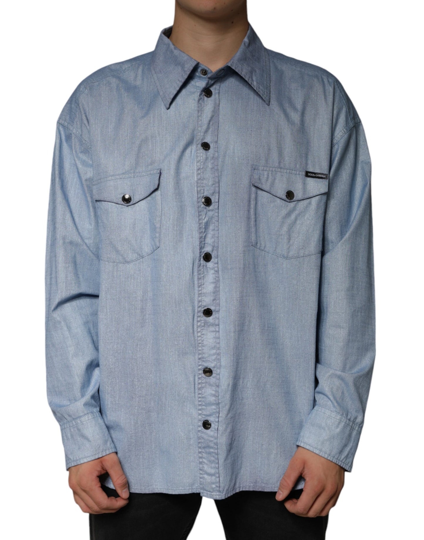 Dolce & Gabbana Light Blue Cotton Button Down Casual Shirt Dolce & Gabbana