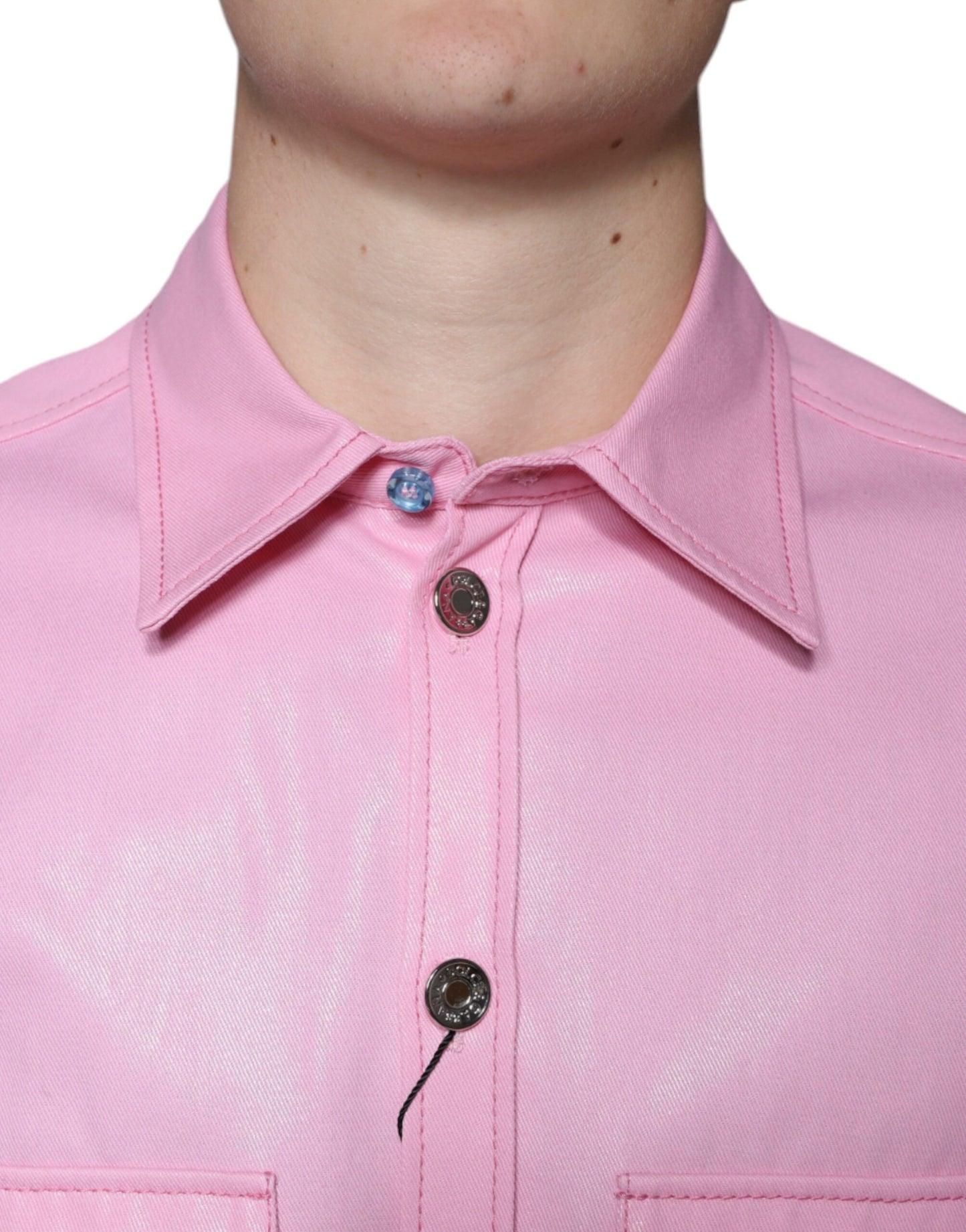 Dolce & Gabbana Pink Cotton Collared Button Down Shirt Dolce & Gabbana