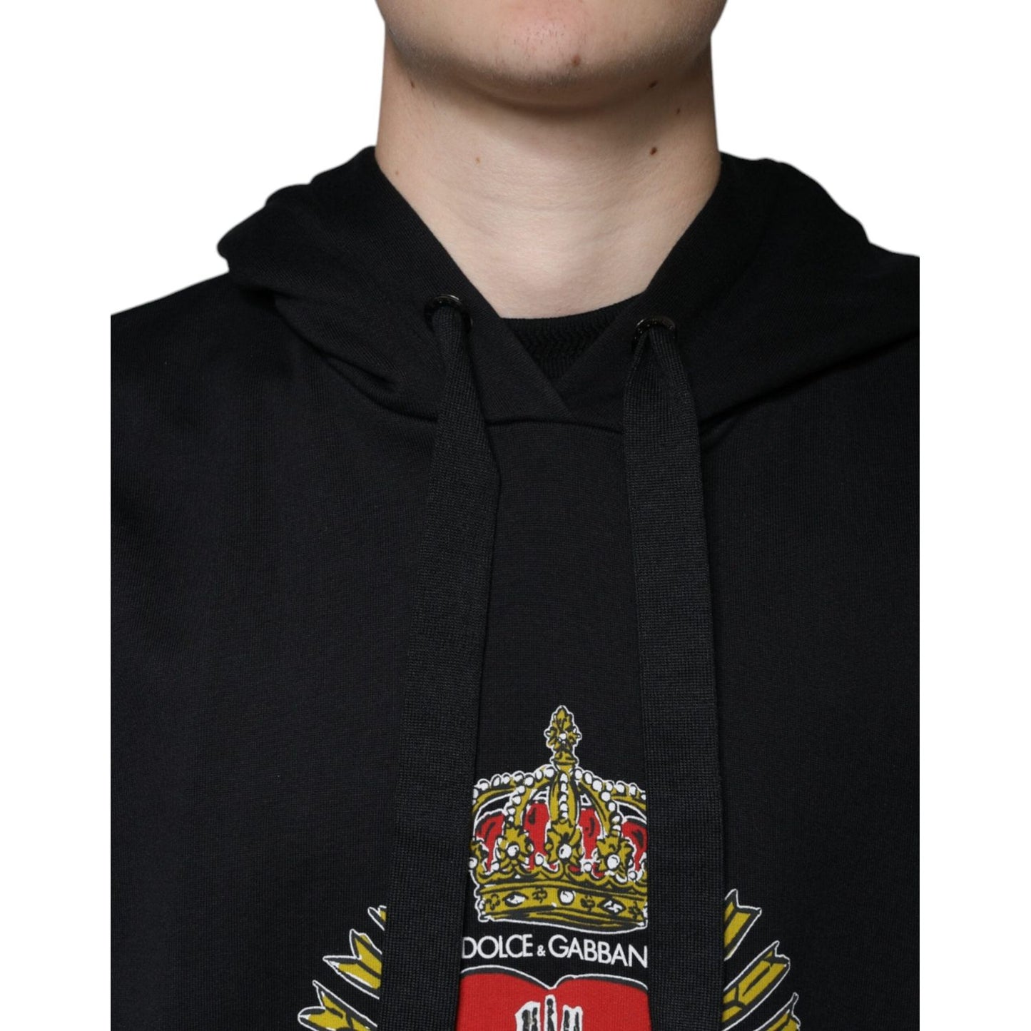 Dolce & Gabbana Black Sacred Heart Crown Hooded Sweatshirt Sweater Dolce & Gabbana