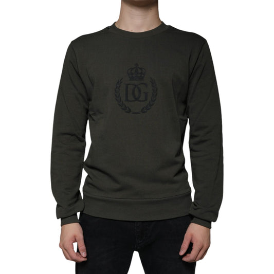 Dolce & Gabbana Army Green DG Crown Crew Neck Pullover Sweater Dolce & Gabbana