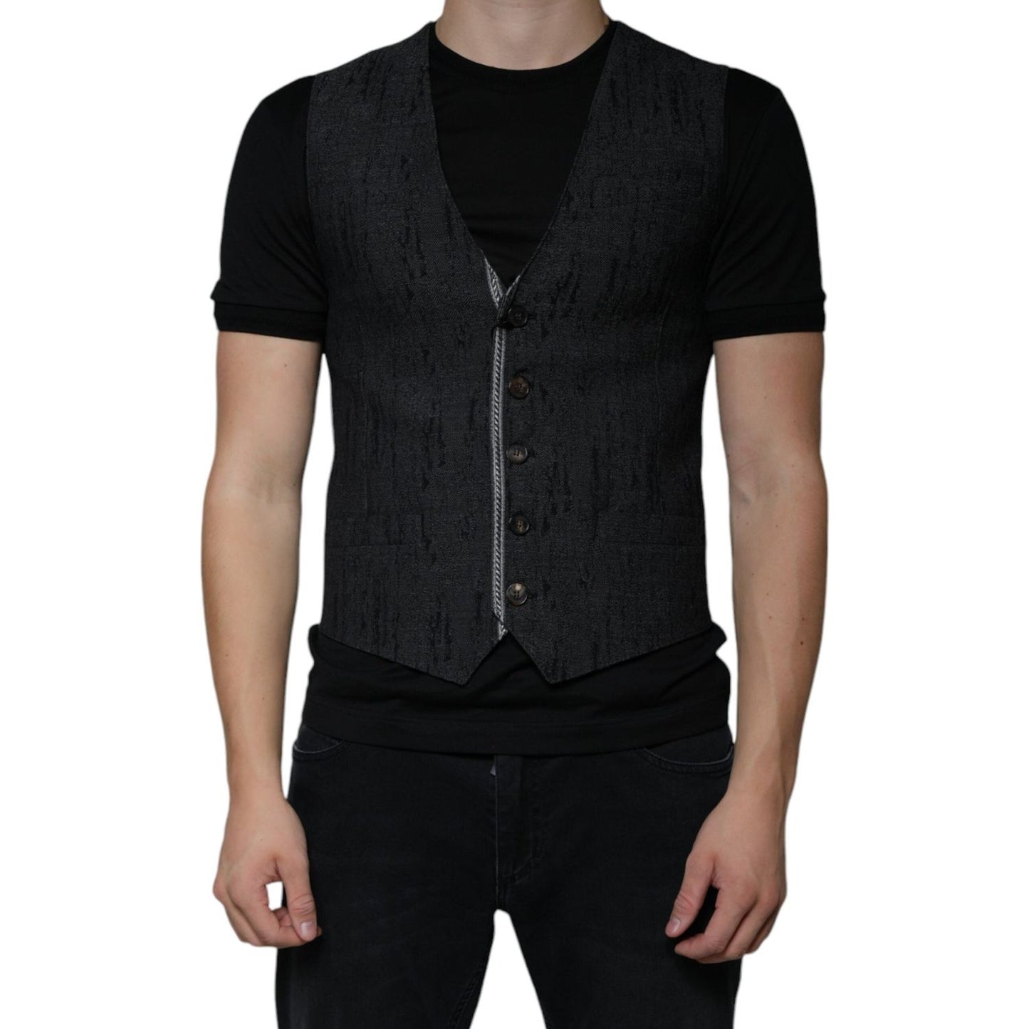 Dolce & Gabbana Black Wool Sleeveless Dress Waistcoat Vest Dolce & Gabbana