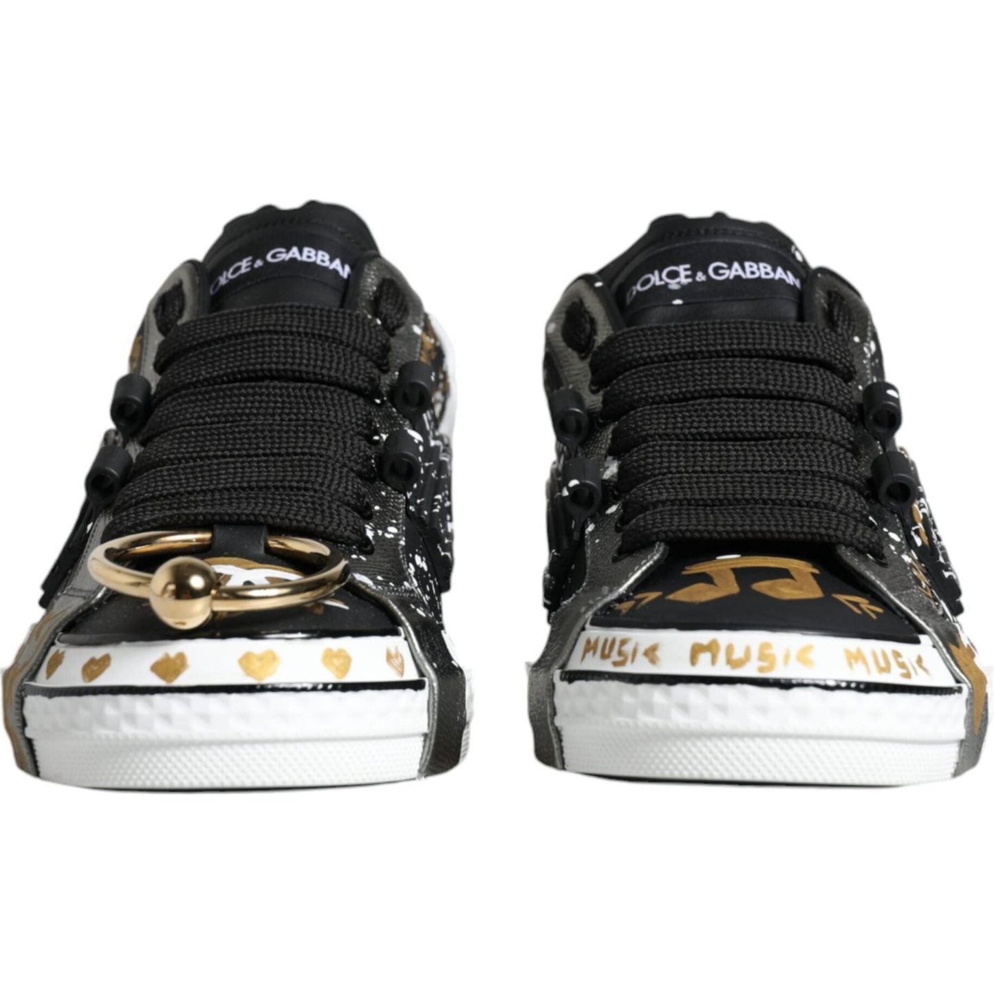 Dolce & Gabbana Black White Portofino Low Top Sneakers Shoes Dolce & Gabbana