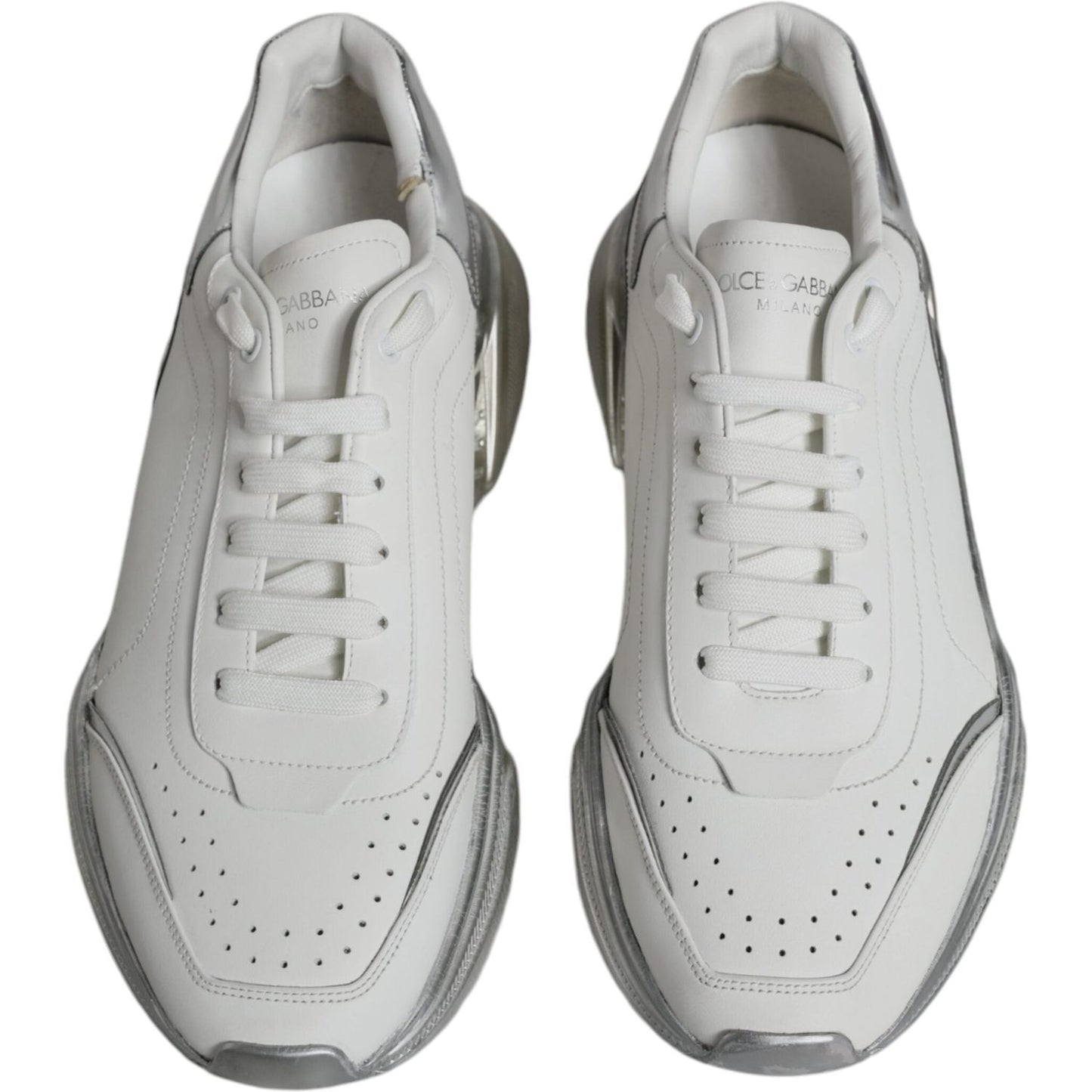 Dolce & Gabbana White Silver Daymaster Low Top Sneakers Shoes Dolce & Gabbana