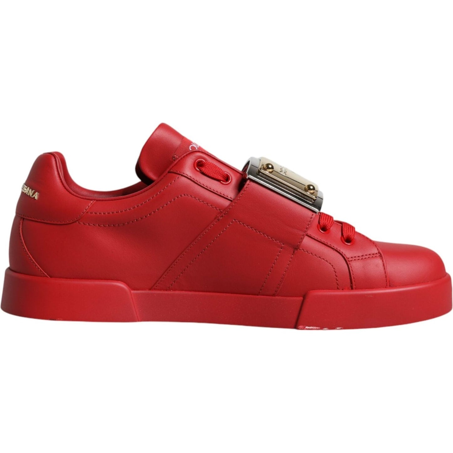 Dolce & Gabbana Red Leather Low Top Portofino Sneakers Shoes Dolce & Gabbana