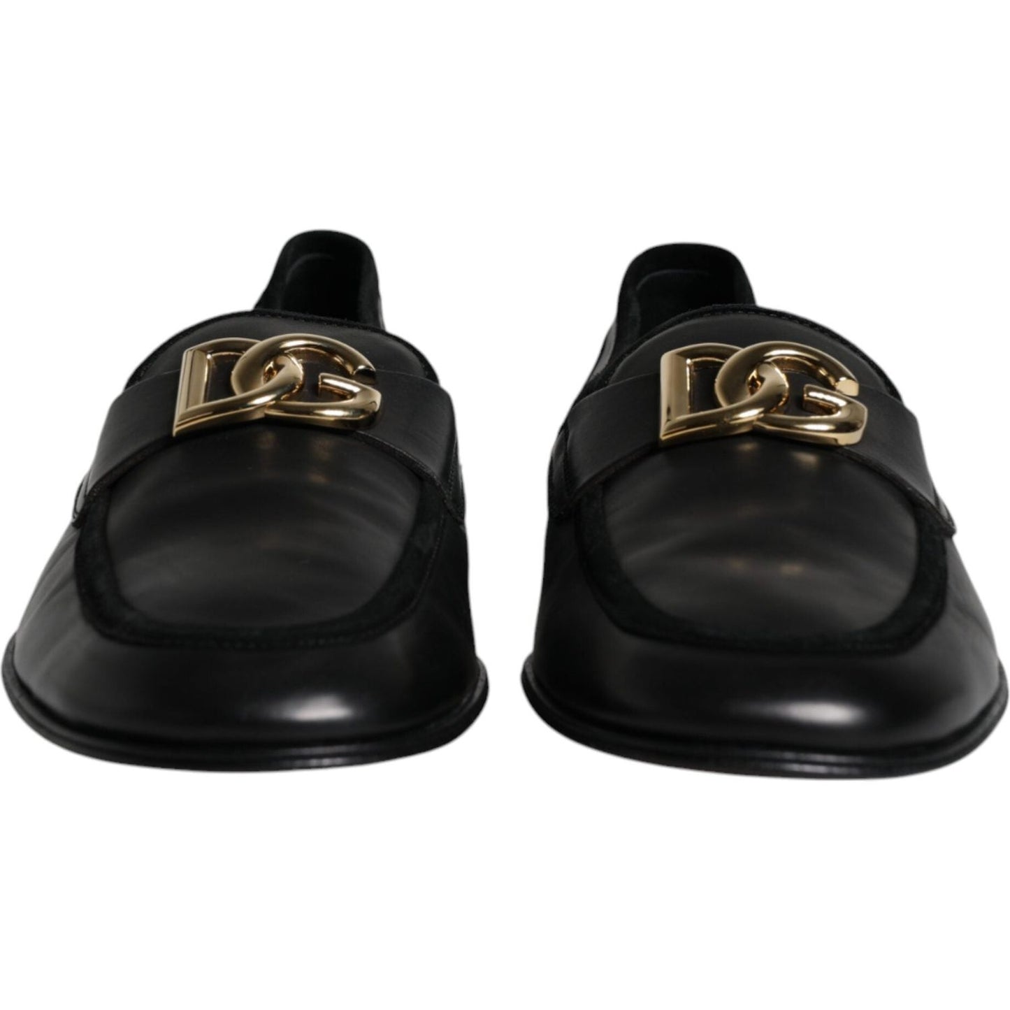 Dolce & Gabbana Black Leather Logo Slip On Loafers Shoes Dolce & Gabbana