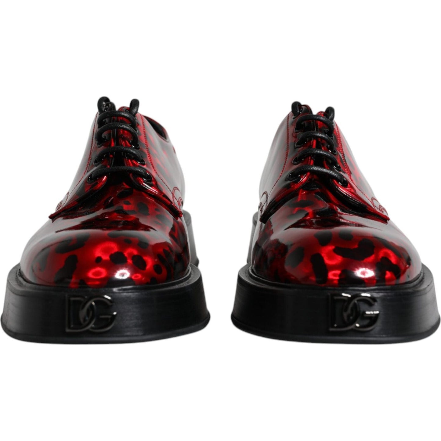 Dolce & Gabbana Red Black Leopard Lace Up Derby Dress Shoes Dolce & Gabbana