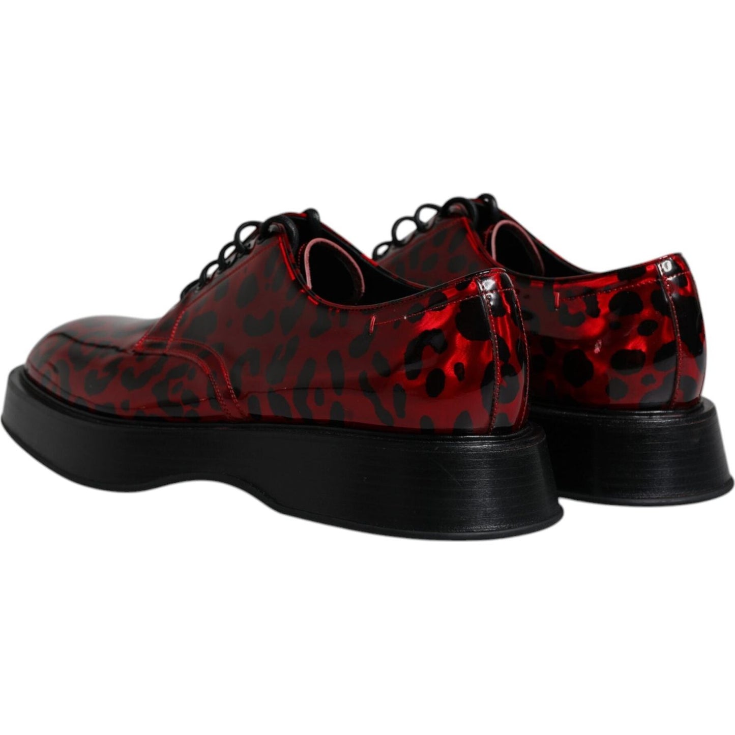 Dolce & Gabbana Red Black Leopard Lace Up Derby Dress Shoes Dolce & Gabbana