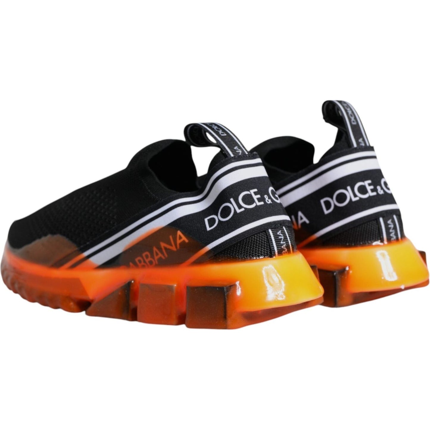 Dolce & Gabbana Black Orange Sorrento Slip On Sneakers Shoes Dolce & Gabbana