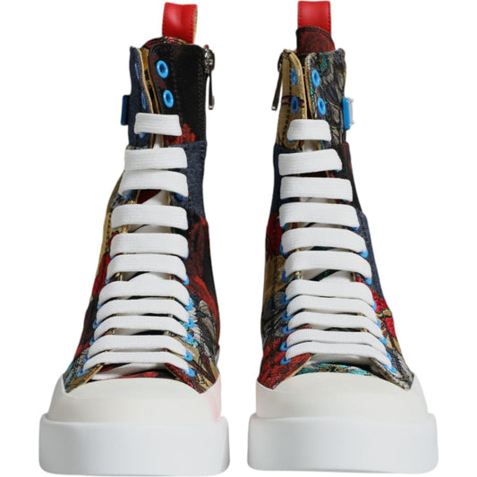 Dolce & Gabbana Multicolor Patchwork High Top Sneakers Shoes Dolce & Gabbana