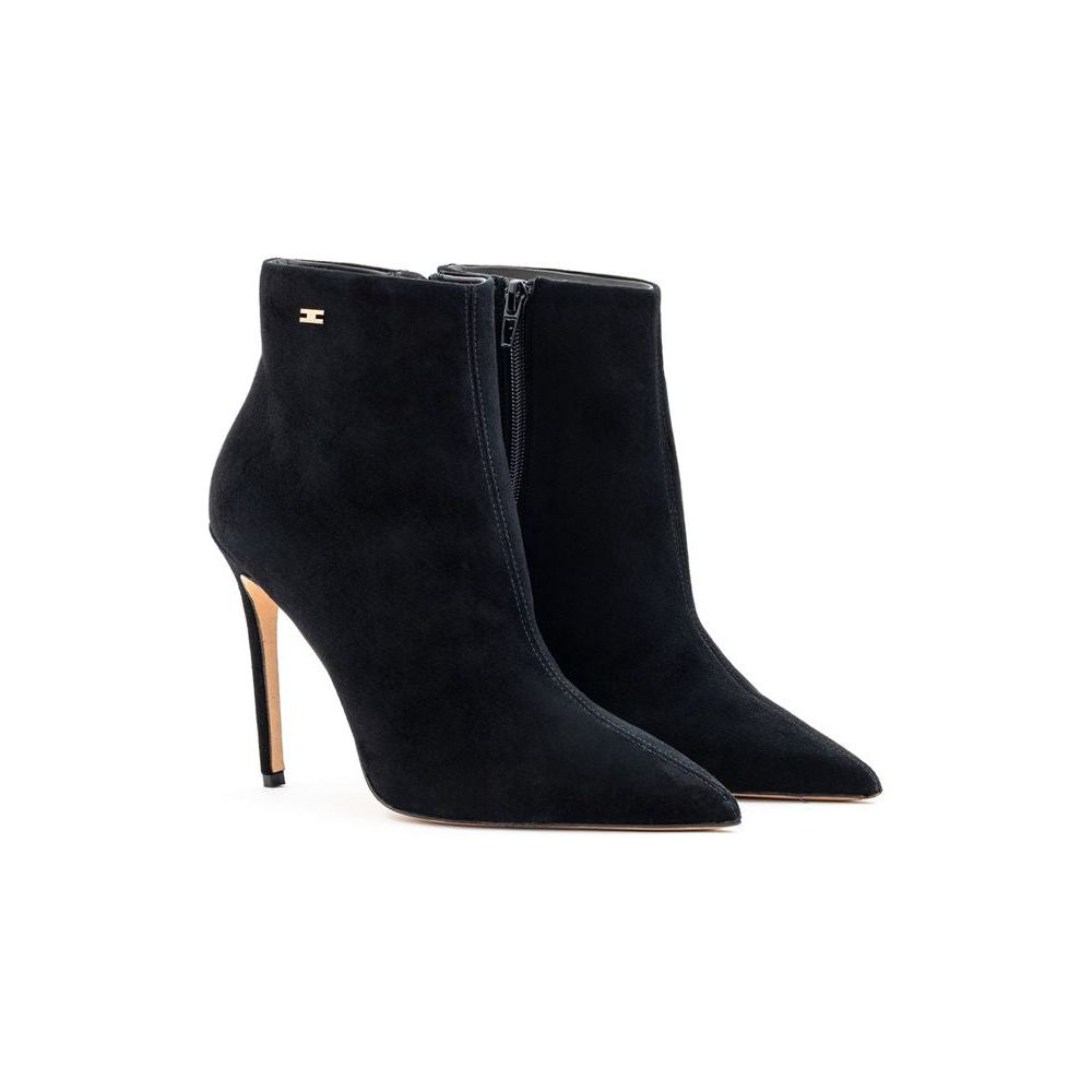 Elisabetta Franchi Black Leather Scamociata Boot Elisabetta Franchi