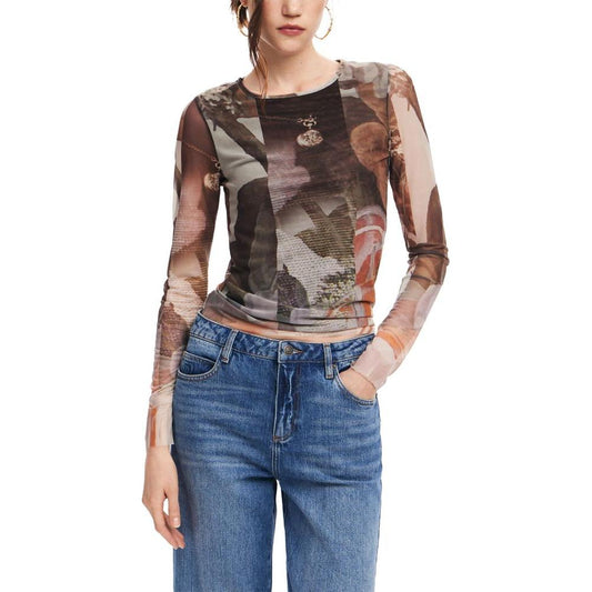 Desigual Brown Polyester Tops & T-Shirt Desigual