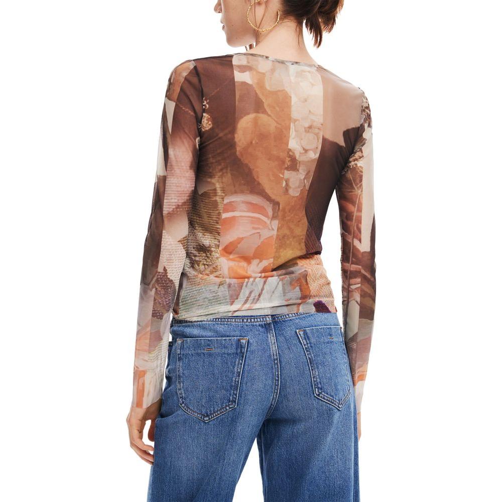 Desigual Brown Polyester Tops & T-Shirt Desigual