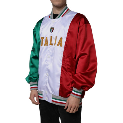Dolce & Gabbana Multicolor Italia Button Down Bomber Jacket 1728,67345645728,Bombers - Jackets & Coats - Clothing,Clothing,Dolce & Gabbana,IT50 | L,IT52 | XL,Jackets & Coats - Clothing,Jackets - Men - Clothing,Material: 100% Polyester,Men,Men - Clothing,M