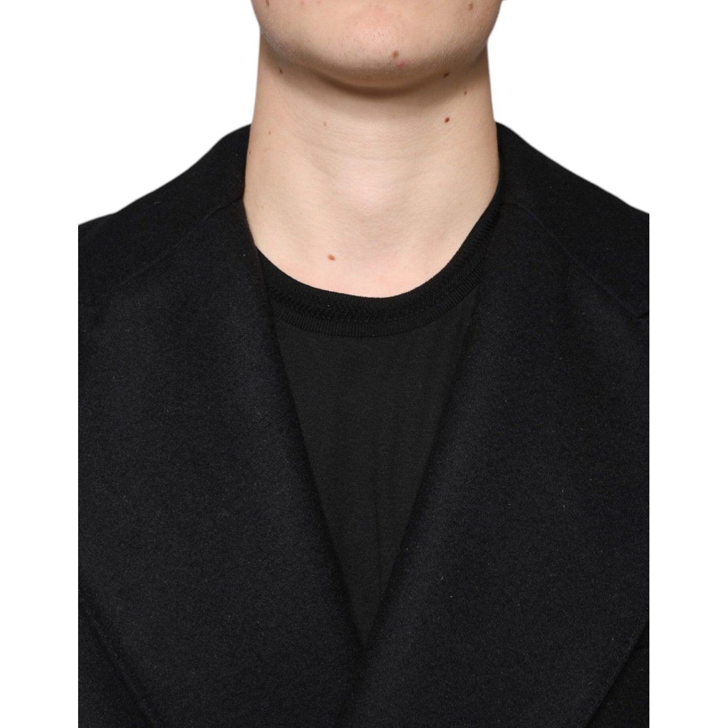 Dolce & Gabbana Black Wool Double Breasted Men Coat Jacket Dolce & Gabbana