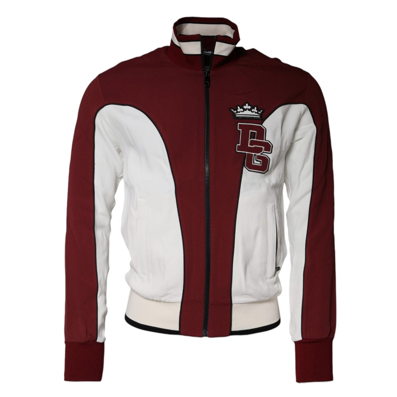 Dolce & Gabbana Red White Logo Full Zip Sweatshirt Sweater