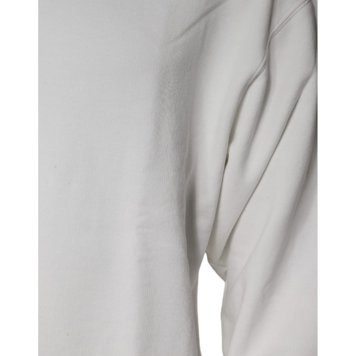Dolce & Gabbana White Logo Cotton Crew Neck Pullover Sweater