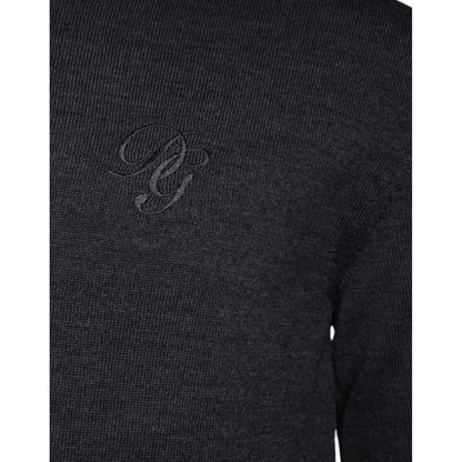 Dolce & Gabbana Dark Gray Wool Crew Neck Pullover Sweater