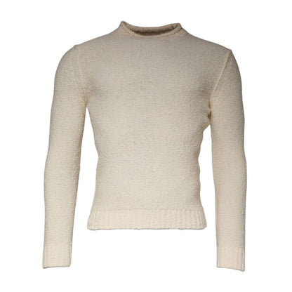 KANGRA Beige Wool Knit Long Sleeve Round Neck Pullover Sweater KANGRA