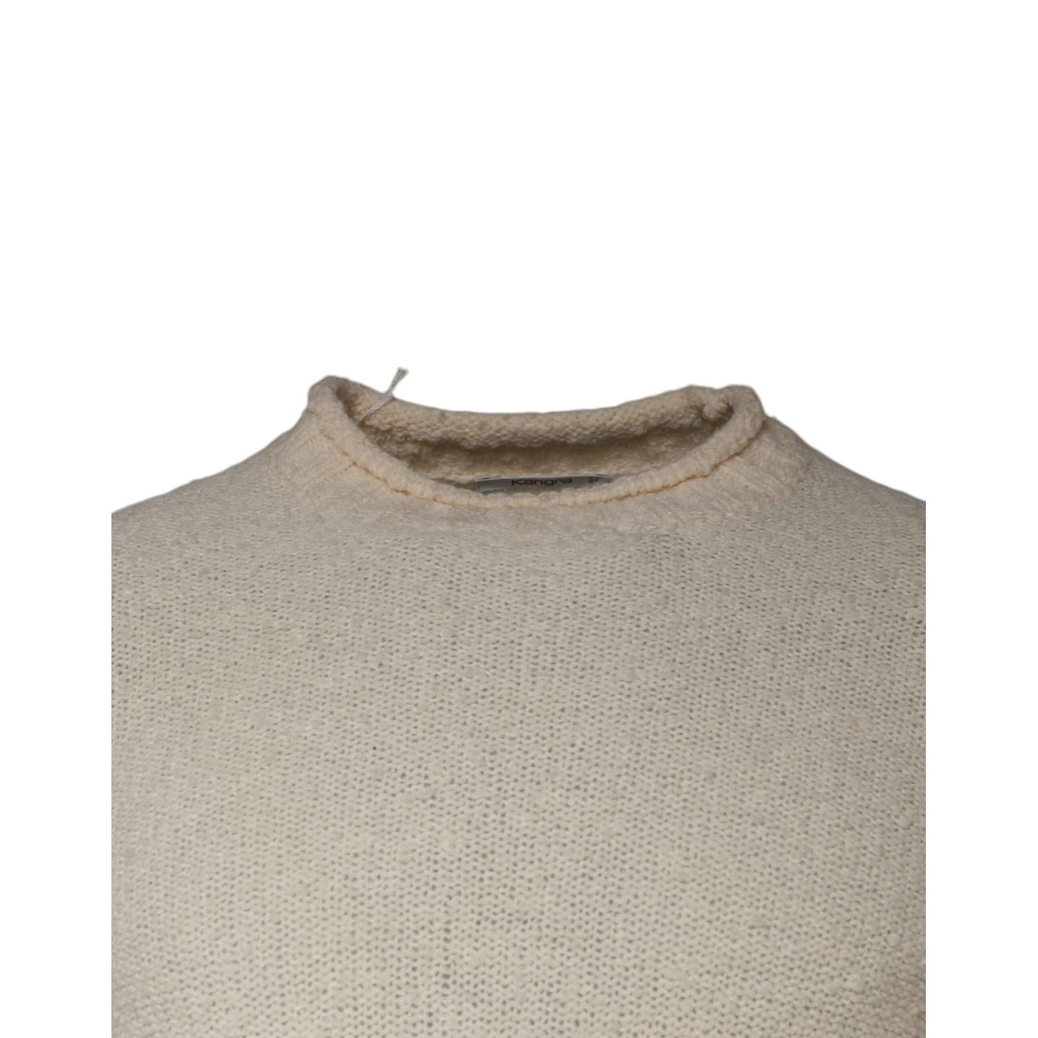 KANGRA Beige Wool Knit Long Sleeve Round Neck Pullover Sweater