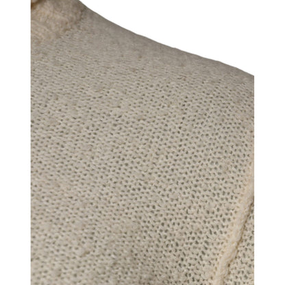 KANGRA Beige Wool Knit Long Sleeve Round Neck Pullover Sweater KANGRA
