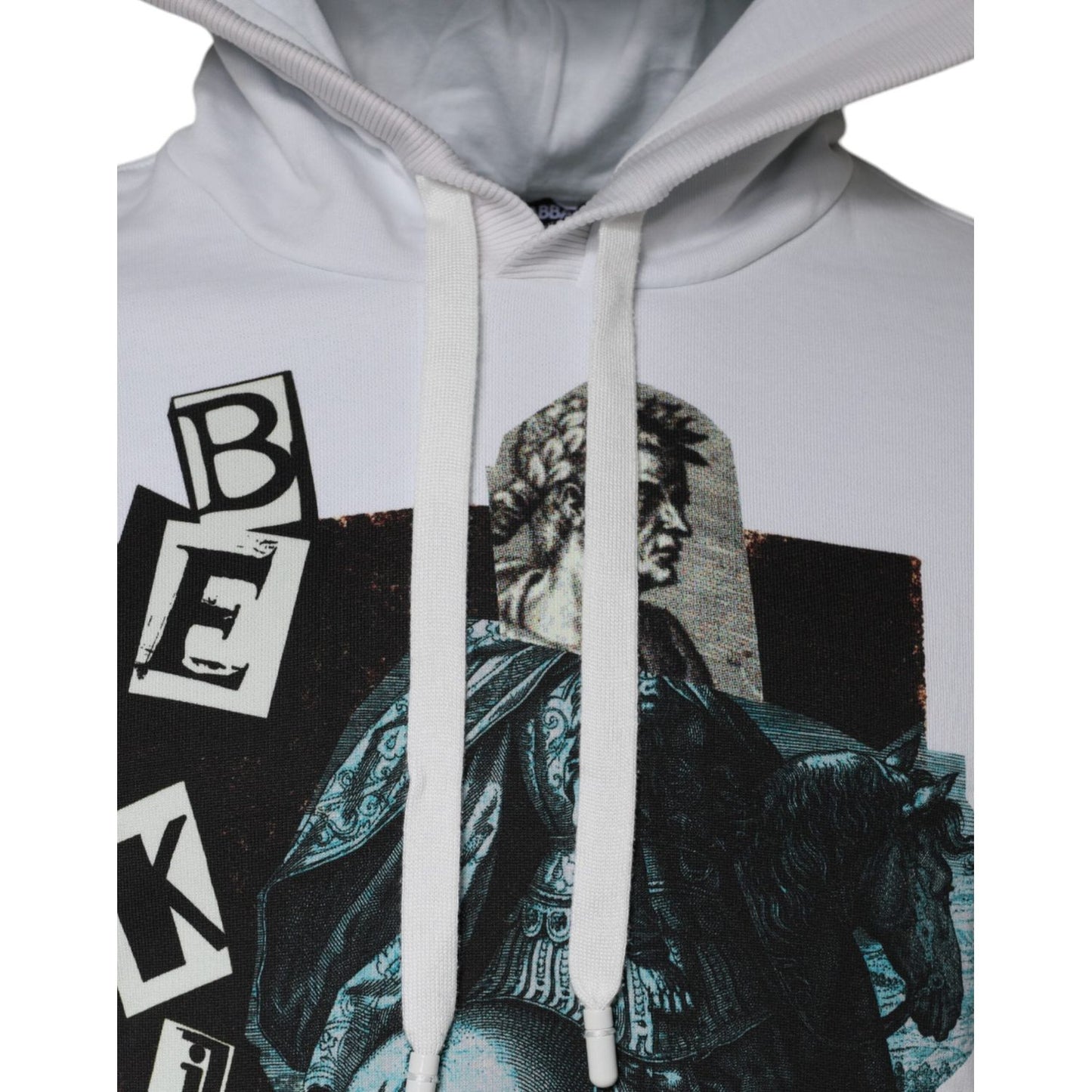 Dolce & Gabbana White Caesar Cotton Hooded Pullover Sweater