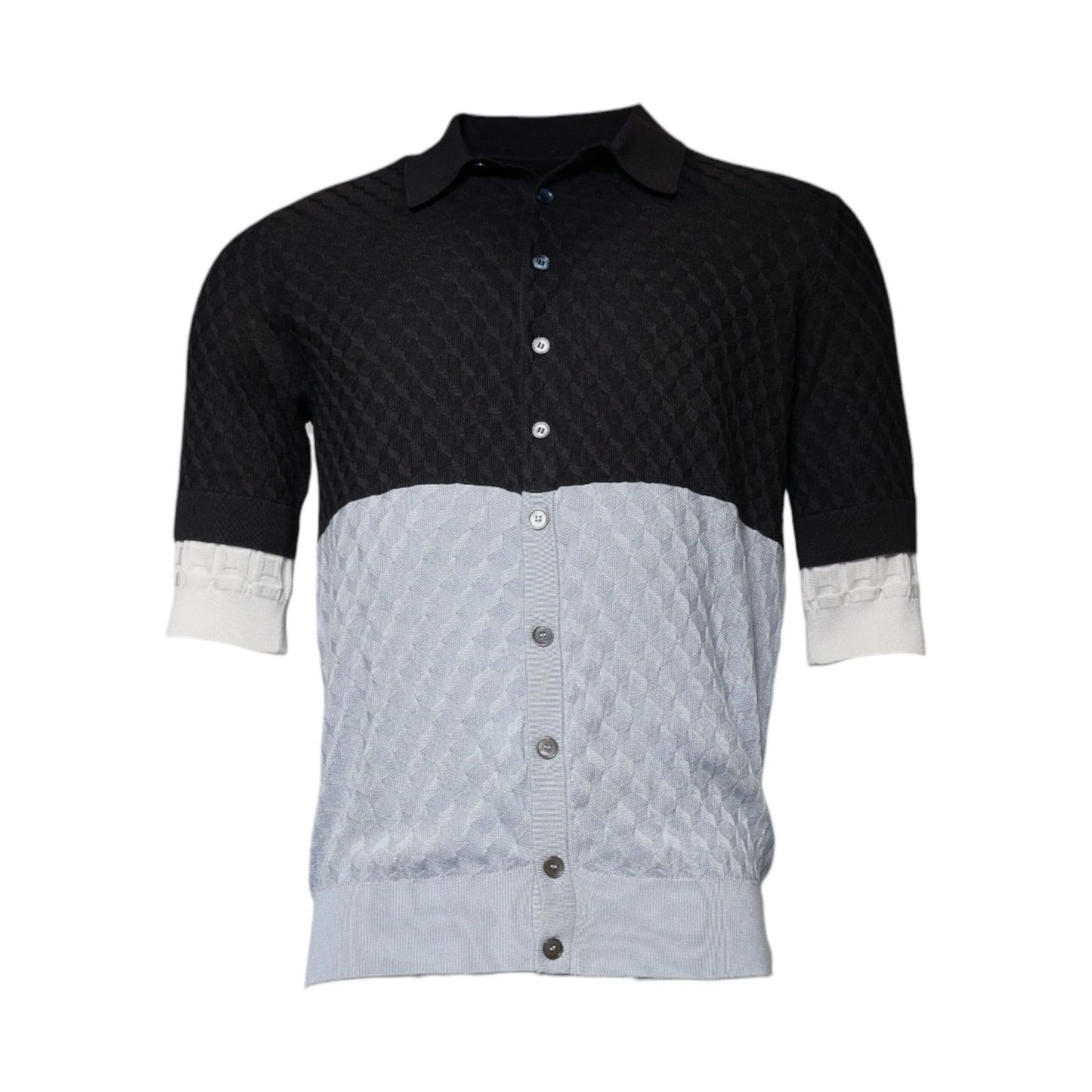 Dolce & Gabbana Multicolor Silk Button Down Collared T-shirt