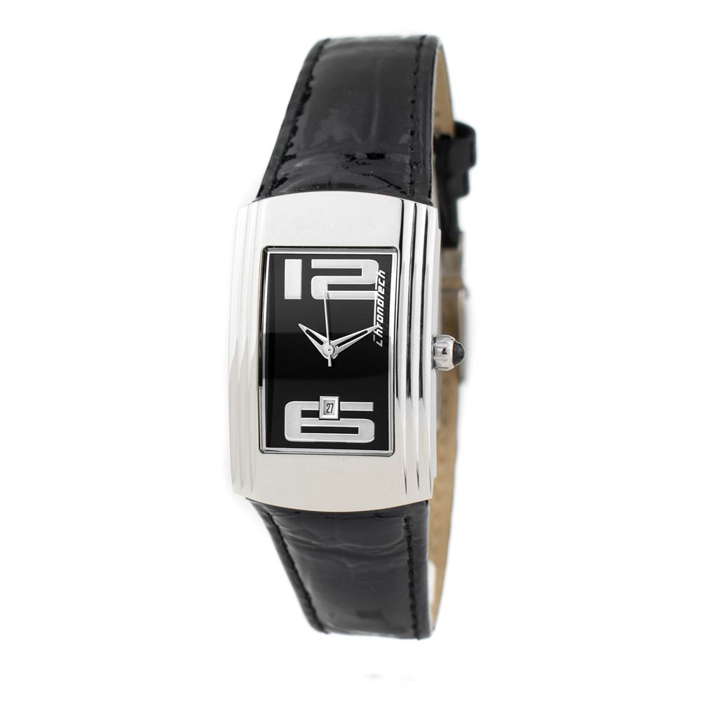 Chronotech Black Leather Dress Watch
