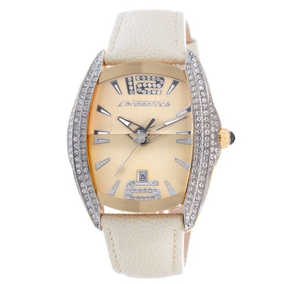 Chronotech Beige Leather Dress Watch Chronotech