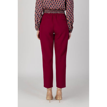 Vila Clothes Bordeaux Polyester Casual Pants