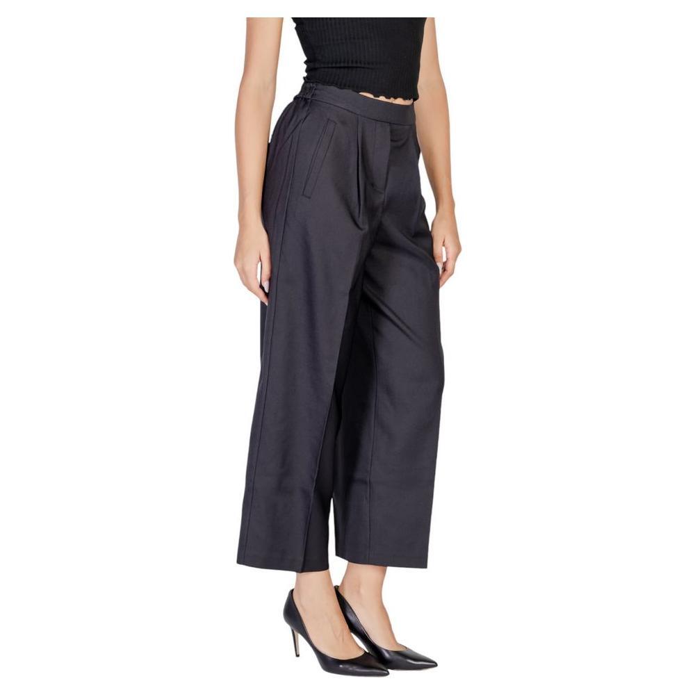 ICHI Black Polyester Casual Pants ICHI
