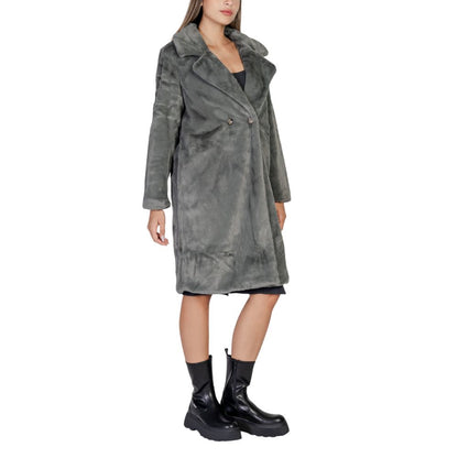 ICHI Black Polyester Coat ICHI