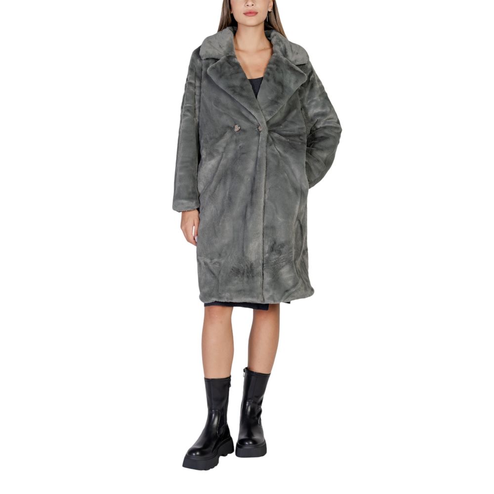 ICHI Black Polyester Coat ICHI