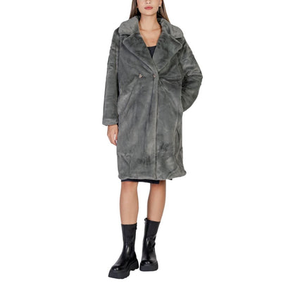 ICHI Black Polyester Coat ICHI