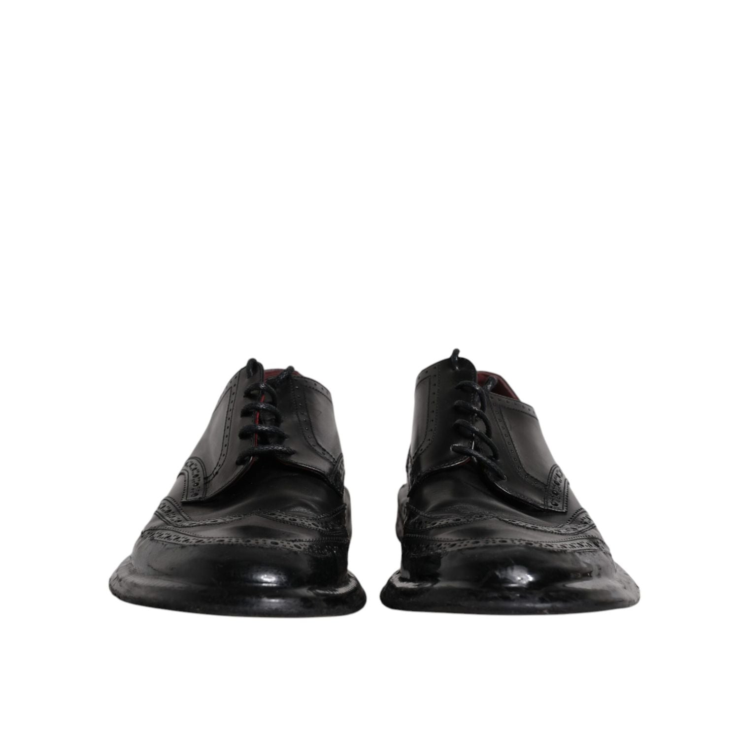 Dolce & Gabbana Black Leather Derby Wingtip Formal Shoes