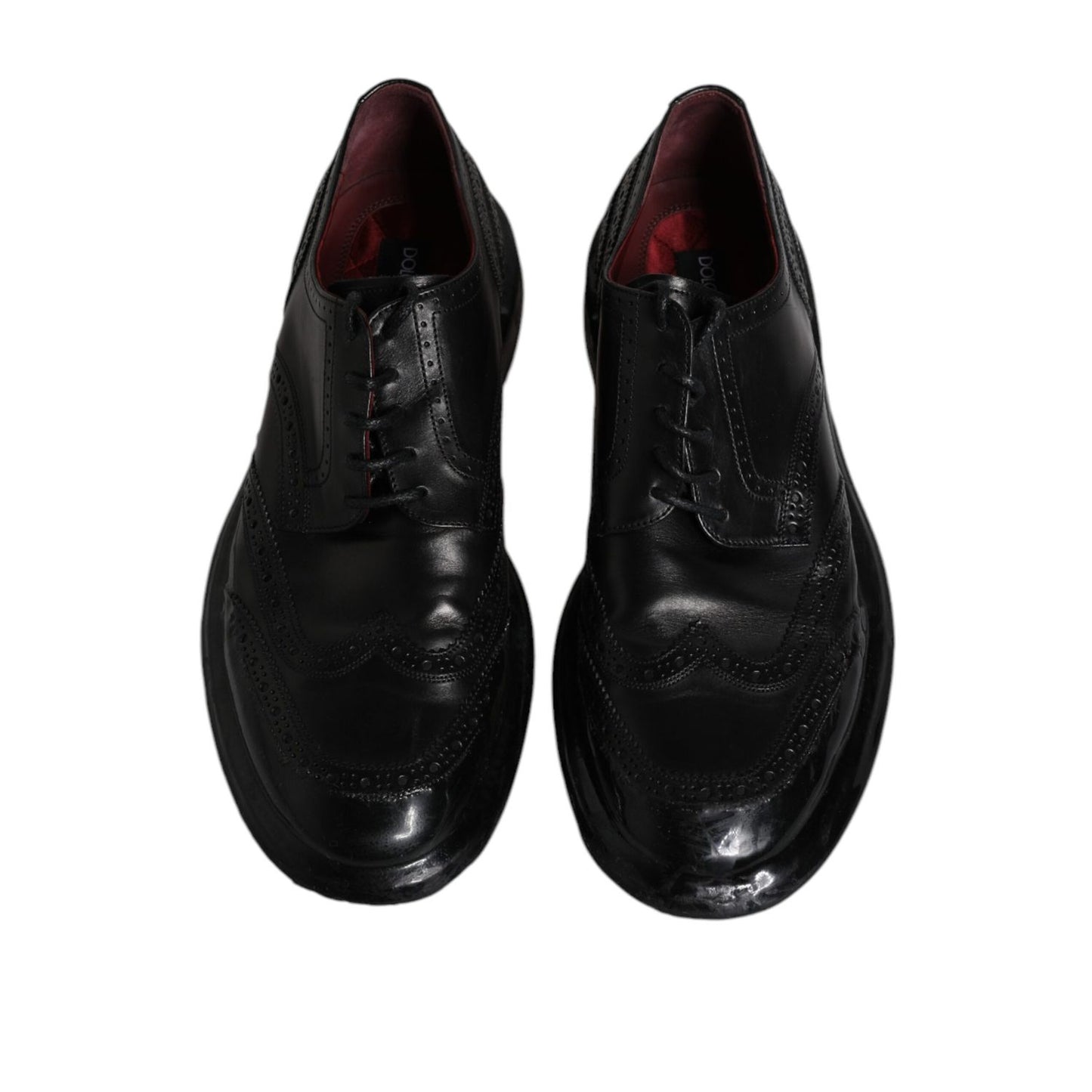 Dolce & Gabbana Black Leather Derby Wingtip Formal Shoes