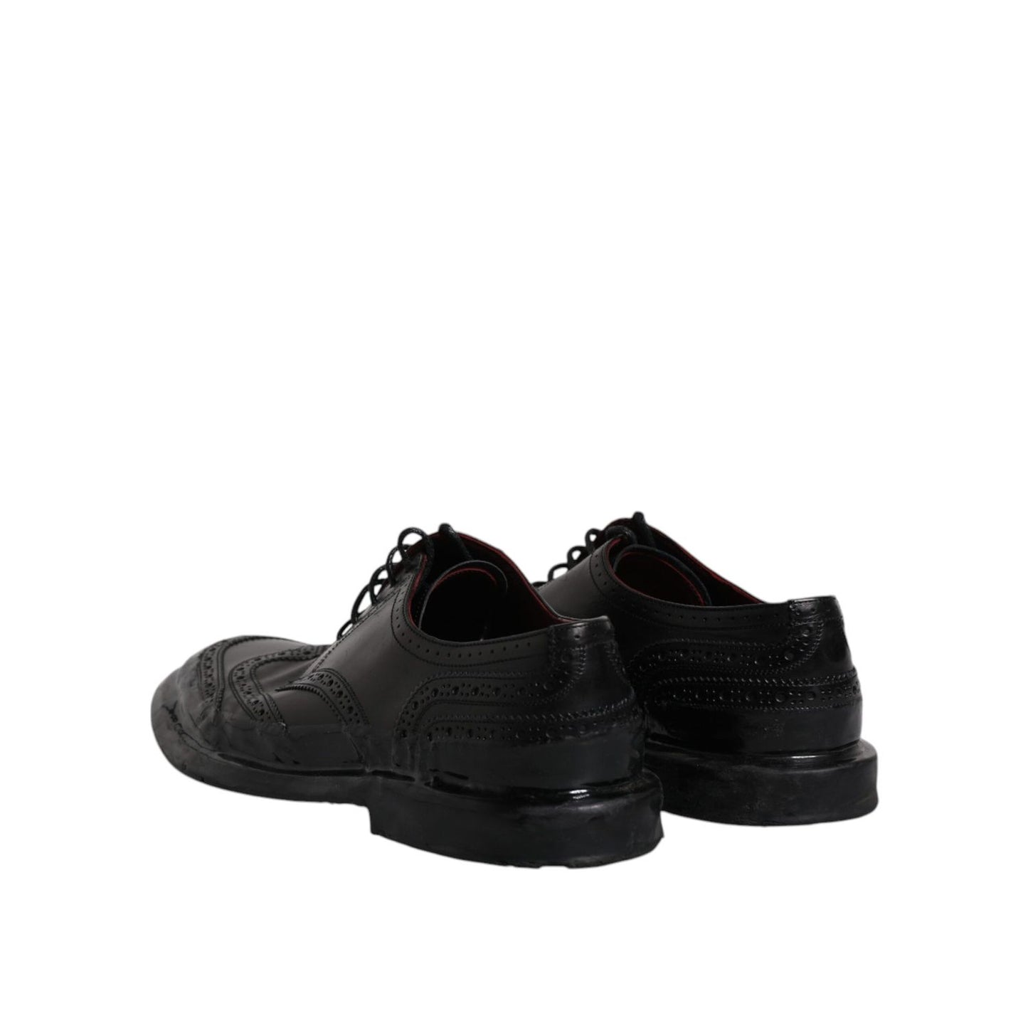 Dolce & Gabbana Black Leather Derby Wingtip Formal Shoes