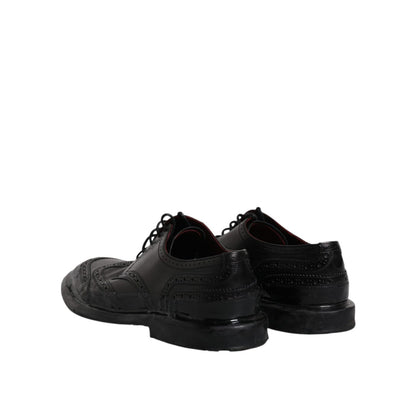 Dolce & Gabbana Black Leather Derby Wingtip Formal Shoes