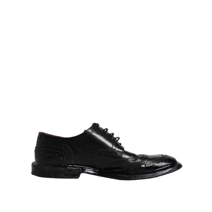 Dolce & Gabbana Black Leather Derby Wingtip Formal Shoes