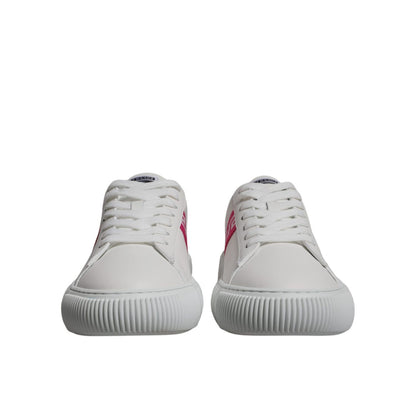 Versace White Pink Greca Print Platform Low Top Sneakers Shoes Versace
