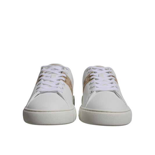 Versace White Brown Greca Print TPU Low Top Men Sneakers Shoes