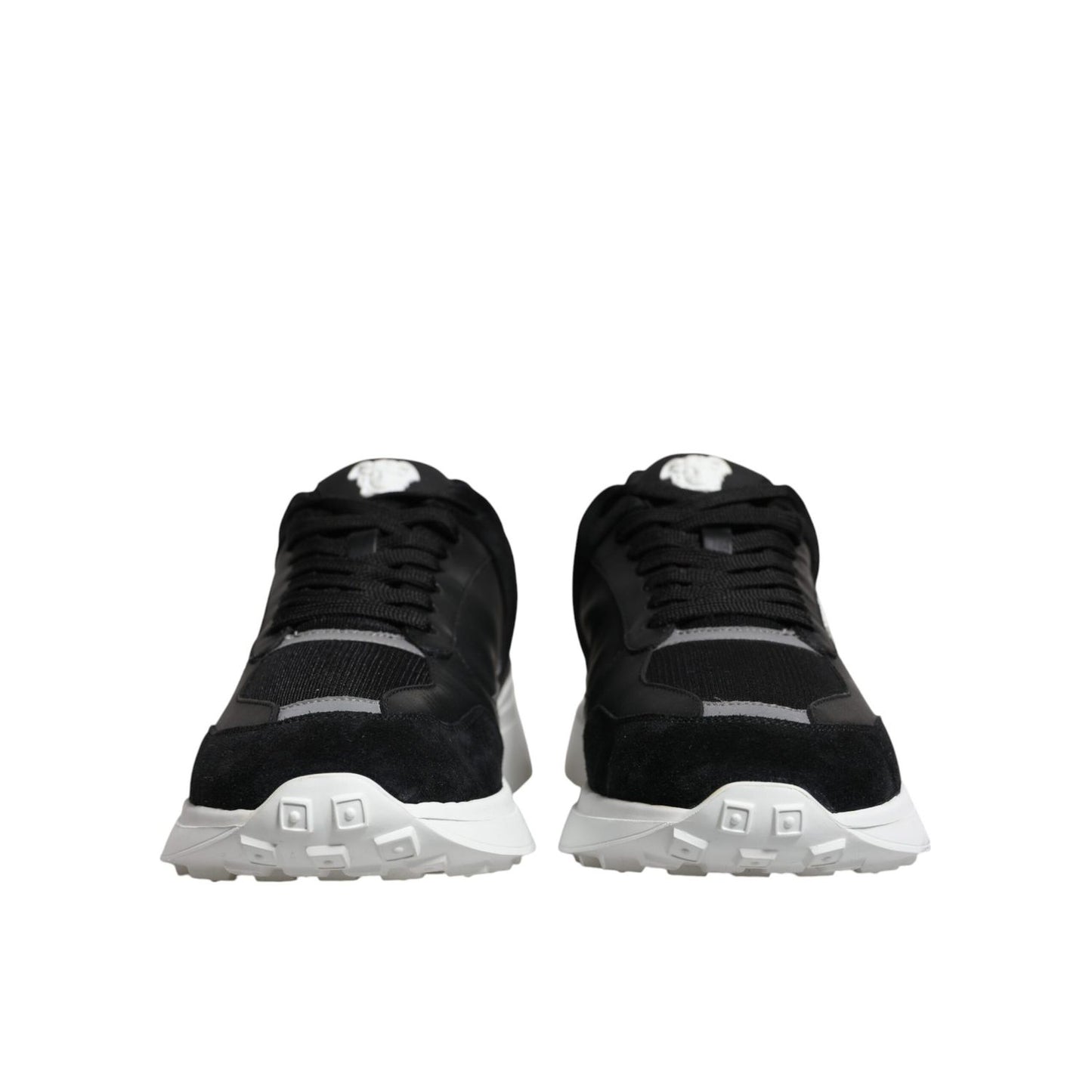 Versace Black Canvas Quad Fabric Medusa Low Top Sneaker Shoes Versace