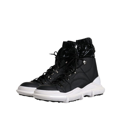 Dolce & Gabbana Black Nylon Galileo High Top Sneakers Shoes