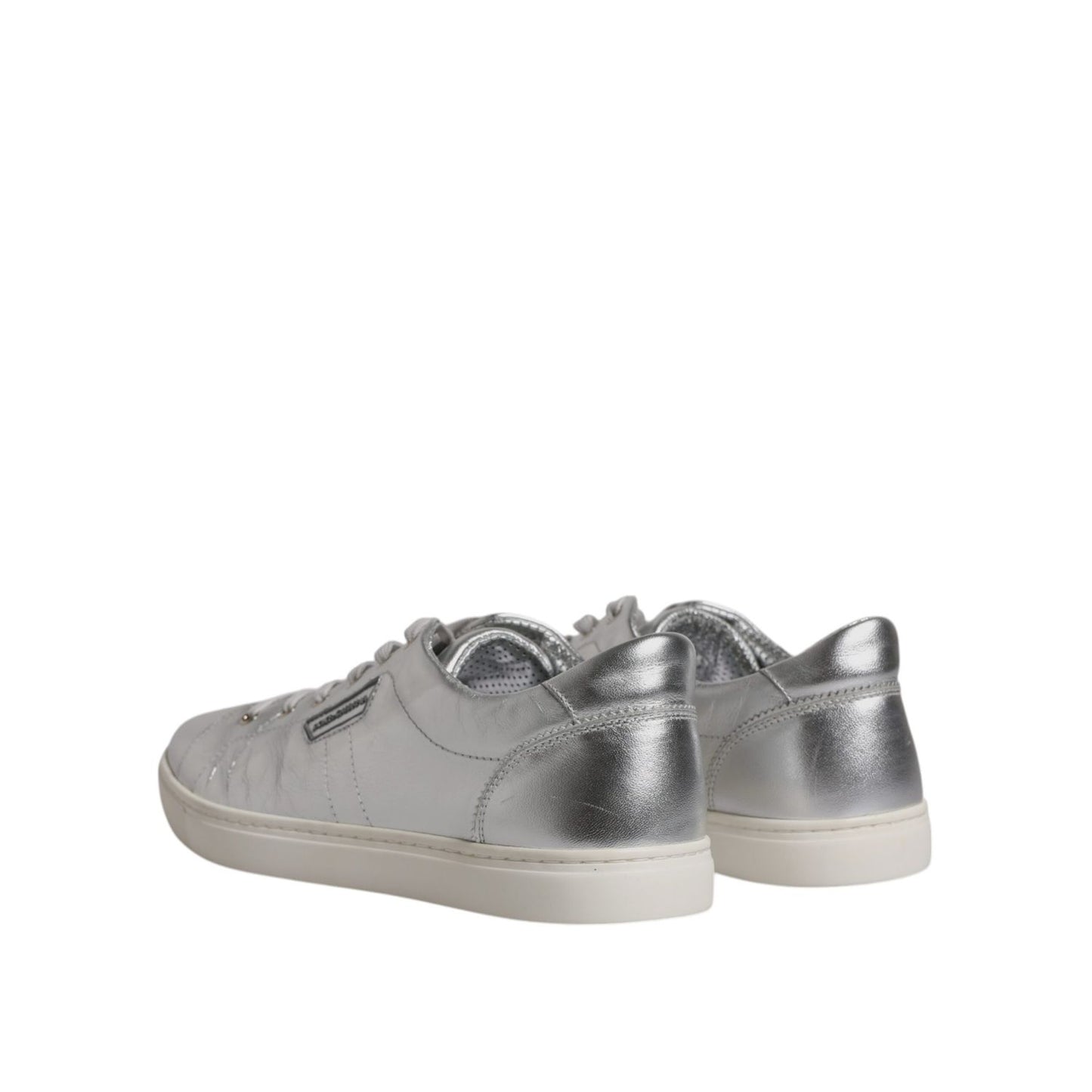 Dolce & Gabbana Silver London Low Top Leather Sneakers Shoes