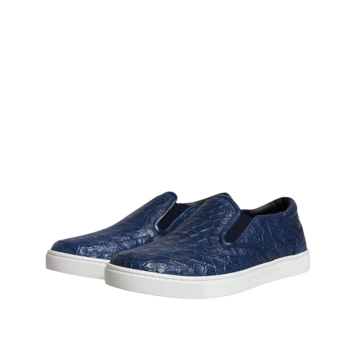 Dolce & Gabbana Blue Croc Exotic Leather Men Sneakers Shoes