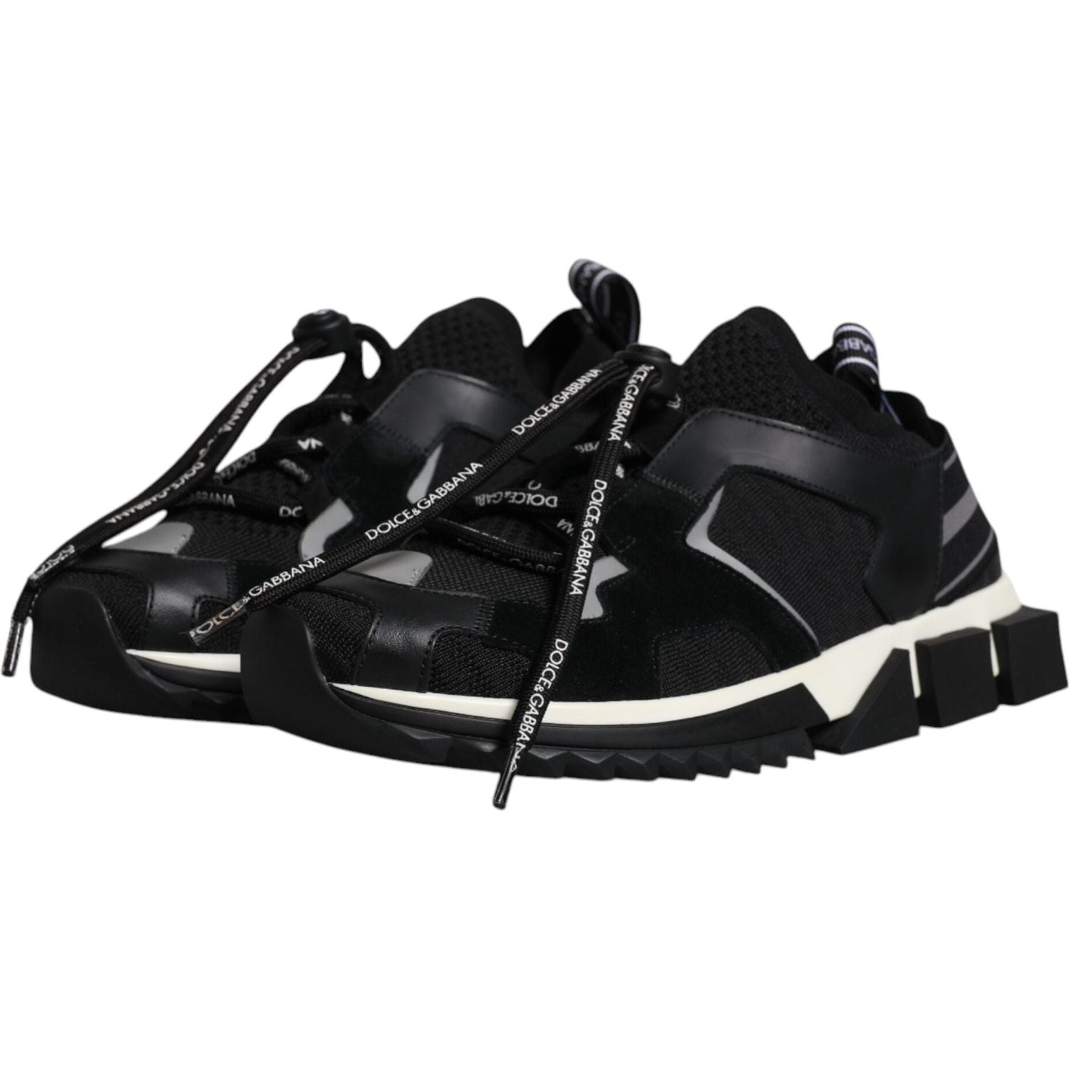 Dolce & Gabbana Black White Logo Sorrento Mens Sneakers Shoes